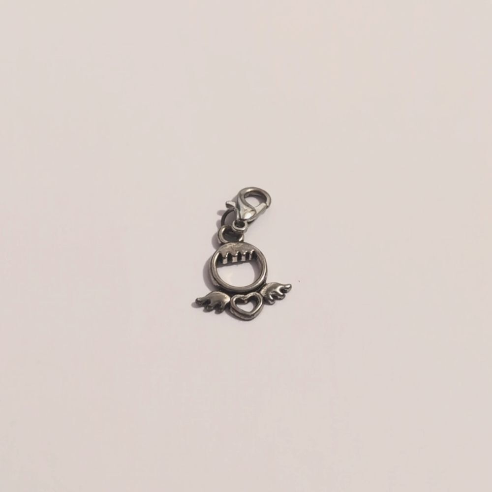 Silver Heart with Wings Bracelet Charm‎